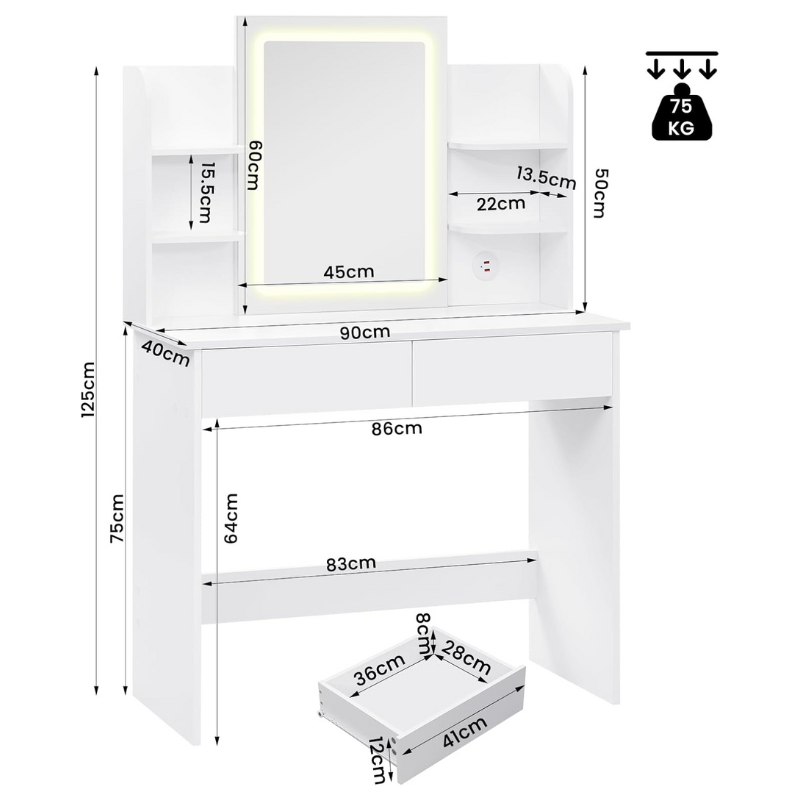 Vanity Dressing Table with LED Light Mirror