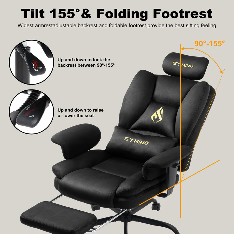 Ergonomic Gaming Chair with Adjustable Footrest
