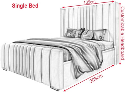 6FT Super King Ottoman Bed Frame with Velvet Wing Headboard