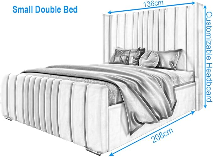6FT Super King Ottoman Bed Frame with Velvet Wing Headboard