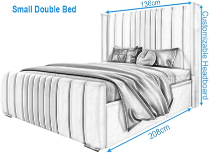 6FT Super King Ottoman Bed Frame with Velvet Wing Headboard