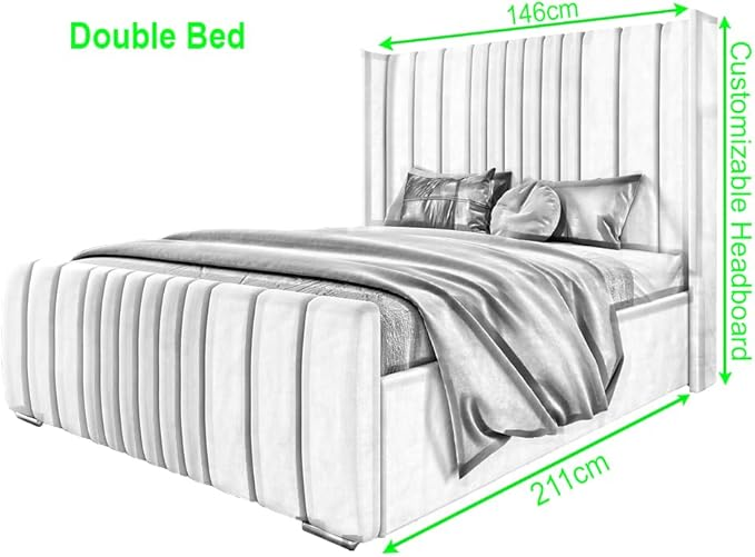 6FT Super King Ottoman Bed Frame with Velvet Wing Headboard