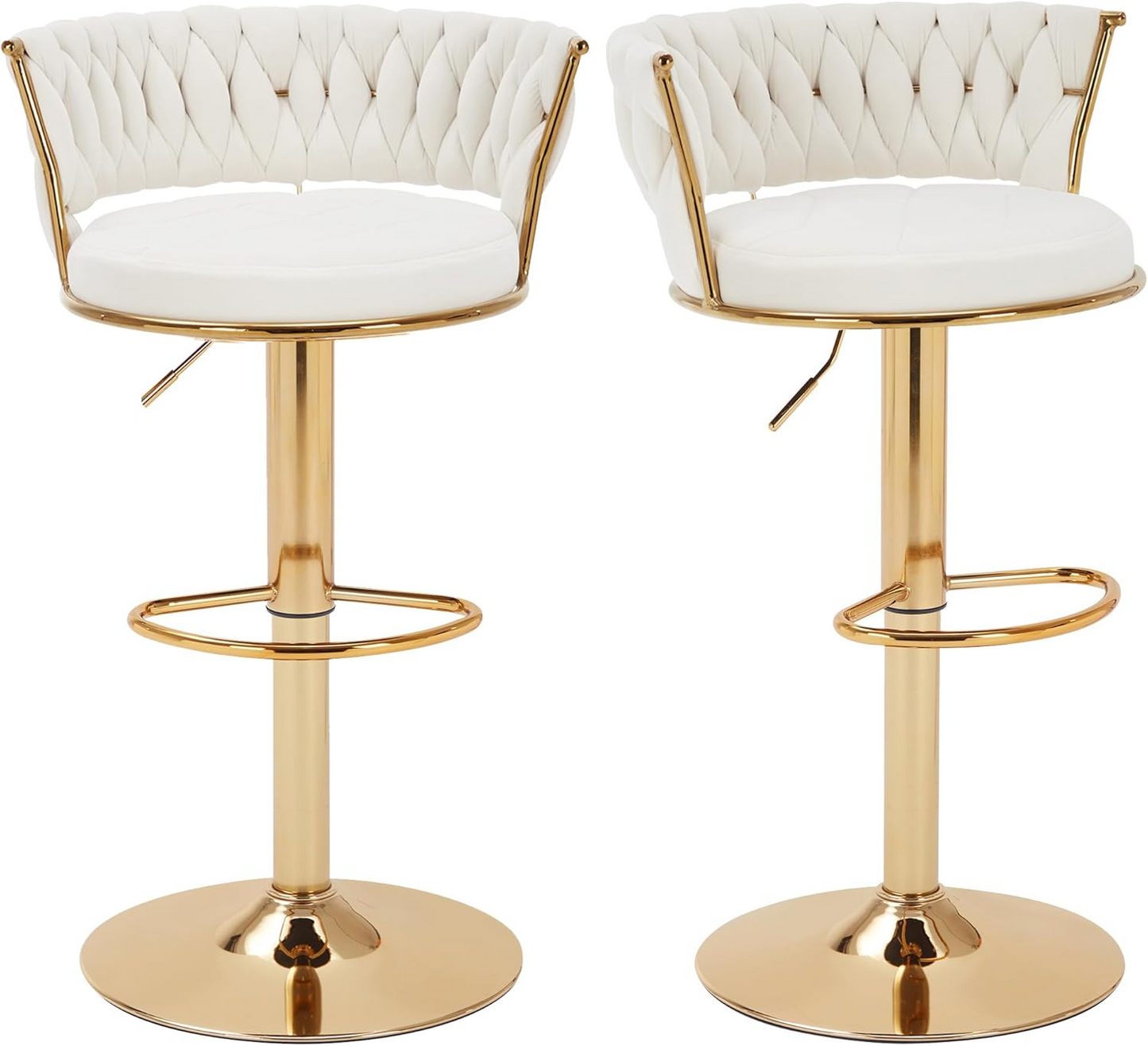 Velvet Woven Bar Stools – Set of 2 Swivel Counter Chairs