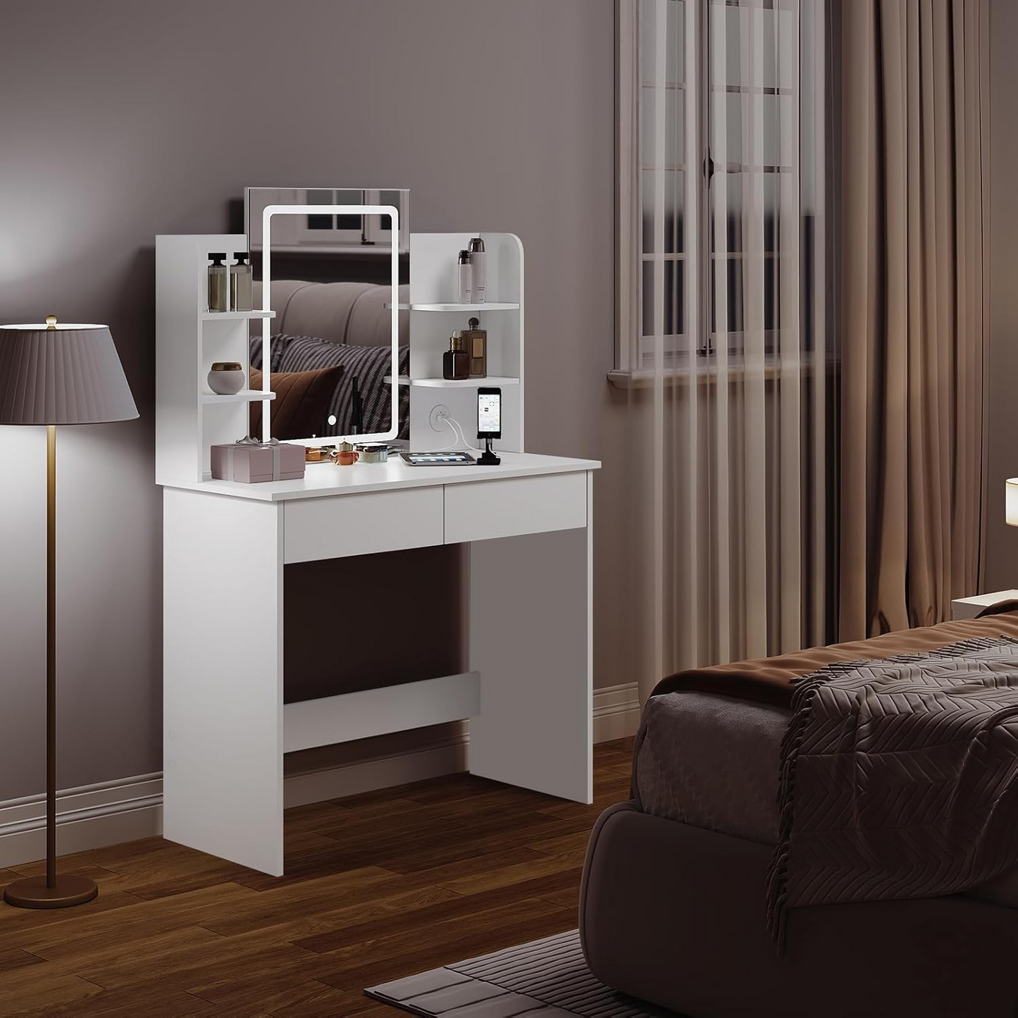 Vanity Dressing Table with LED Light Mirror