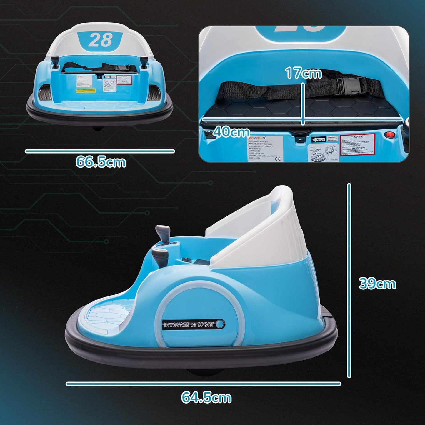 360° Rotating 12V Kids Bumper Car with Remote Control
