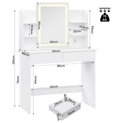 Vanity Dressing Table with LED Light Mirror